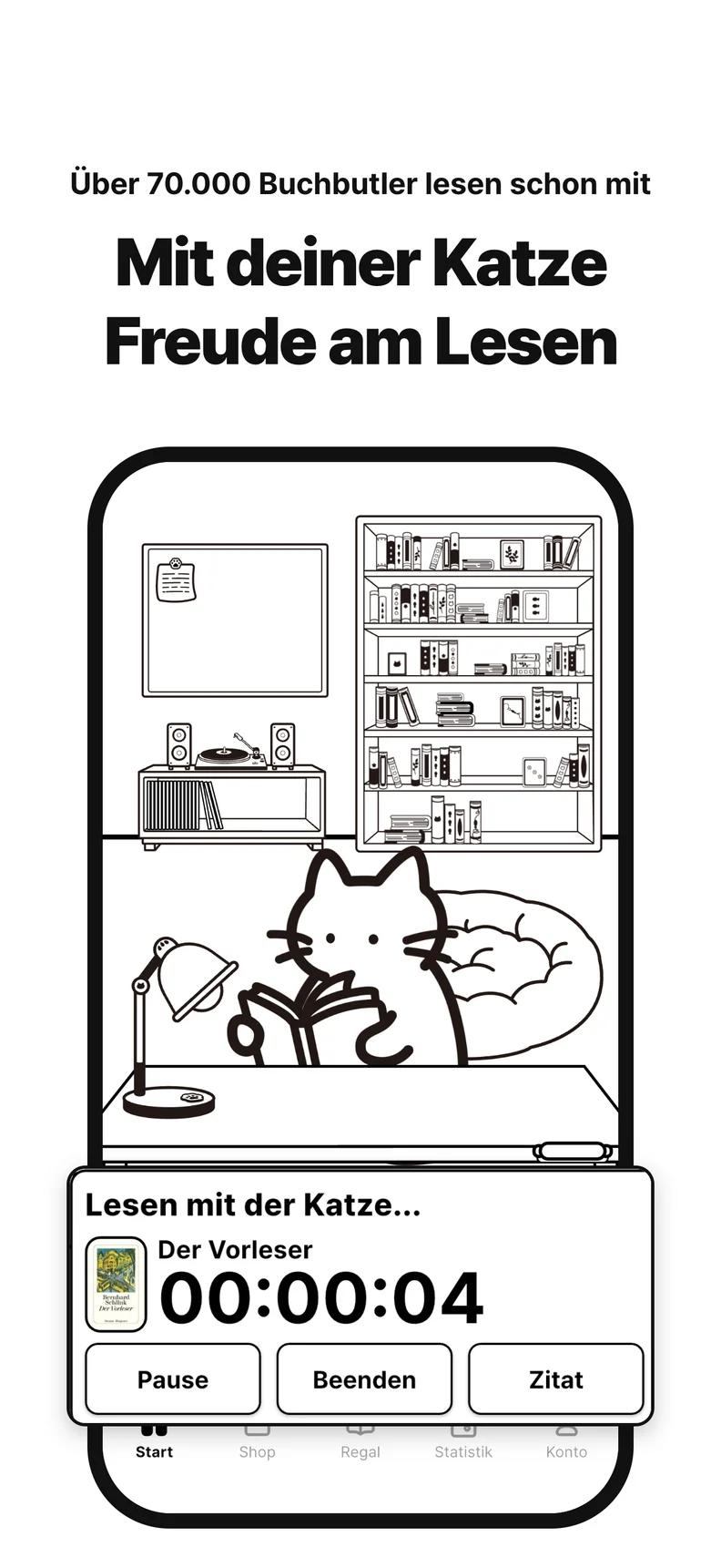 Mit deiner Katze Freude am Lesen. Lies gemeinsam mit 70.000 Buchbutlern