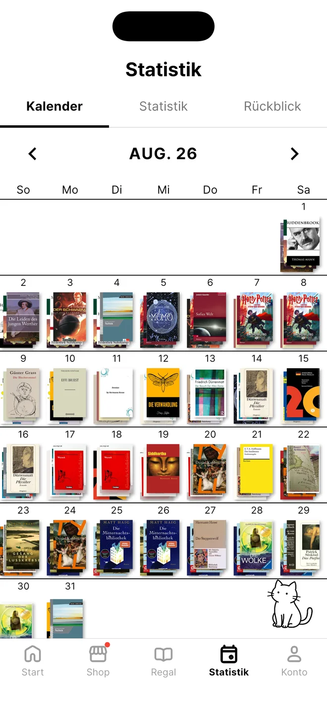 Jeder gelesene Tag zählt. Lesezeit und Bücher auf einen Blick