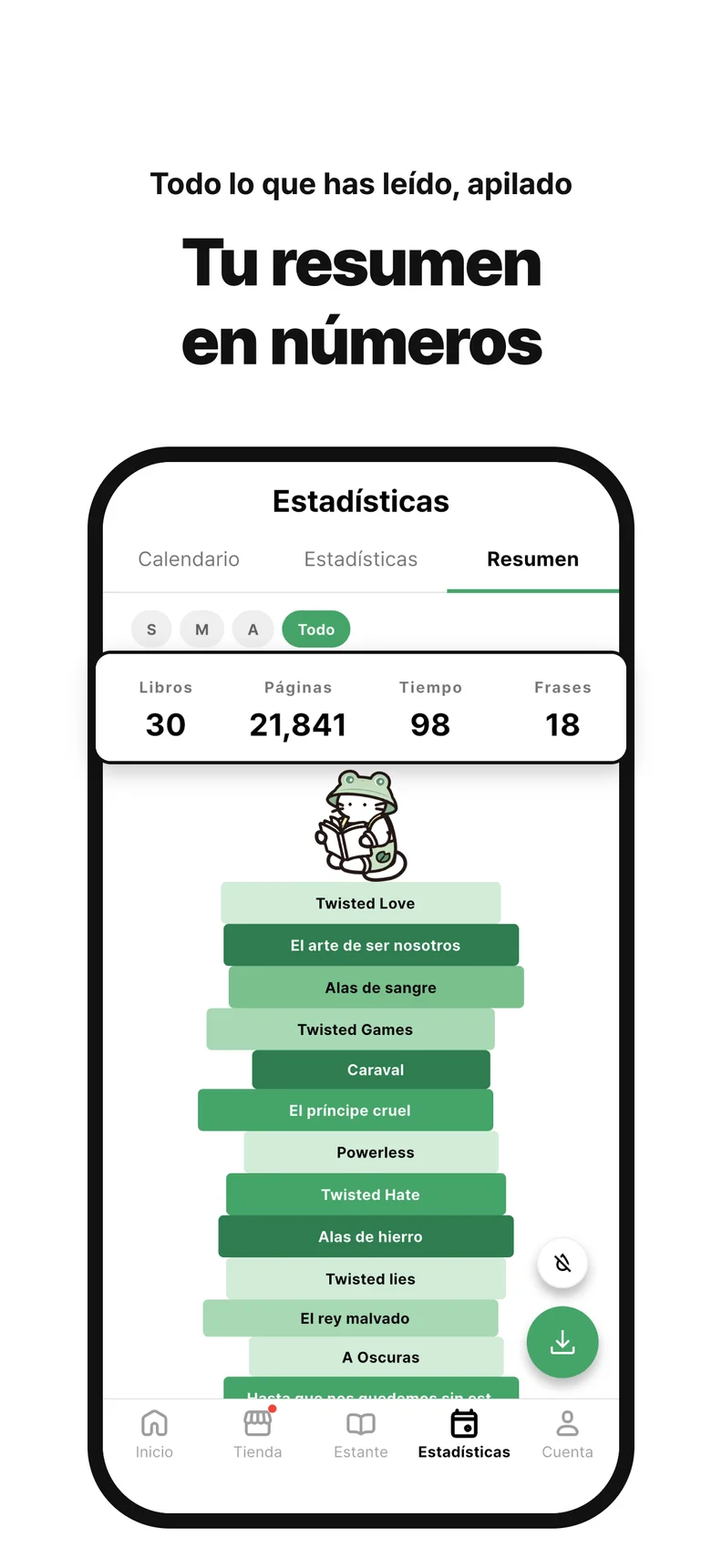 Tu resumen en números. Todo lo que has leído, apilado