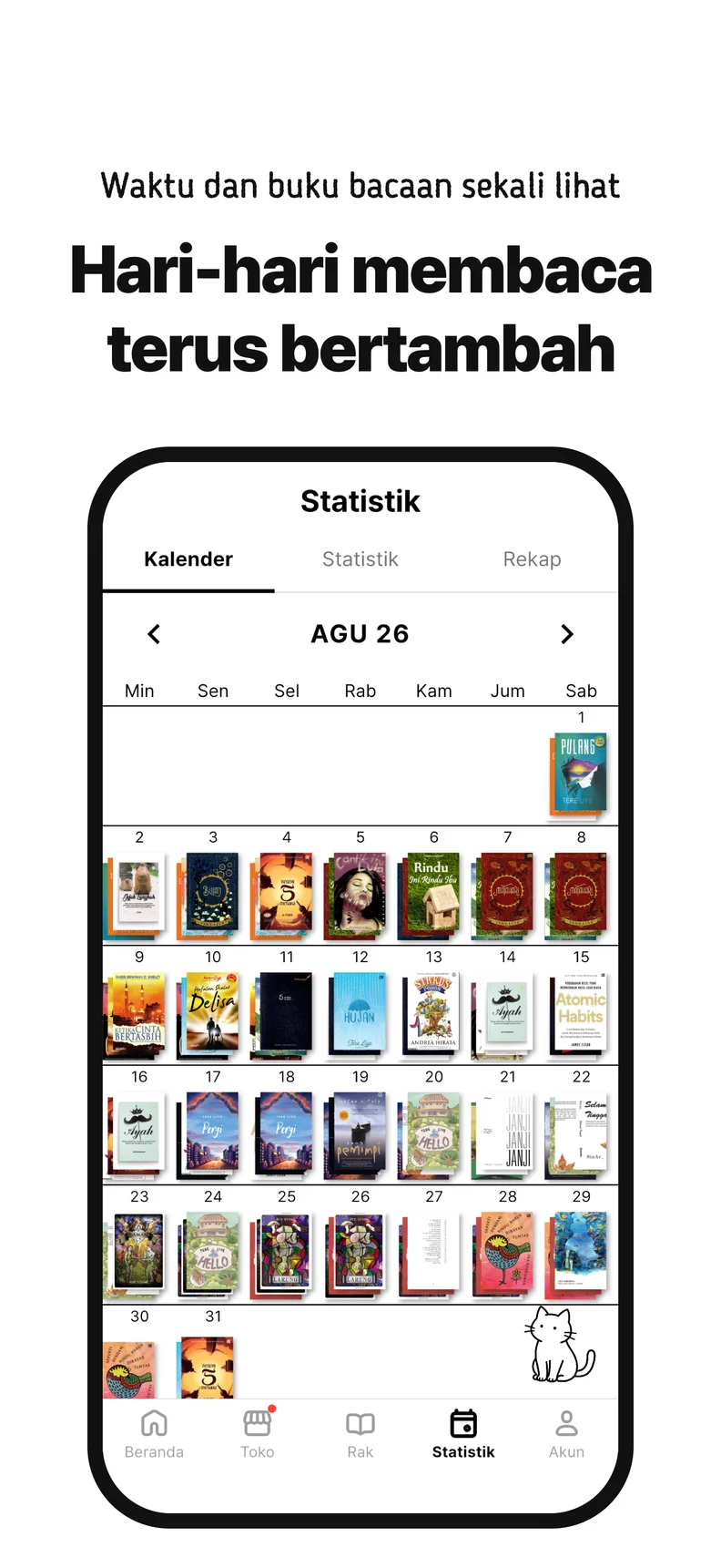 Hari-hari membaca terus bertambah. Waktu dan buku bacaan sekali lihat